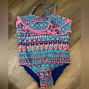 Colorful Geometric Kids Swim One Piece